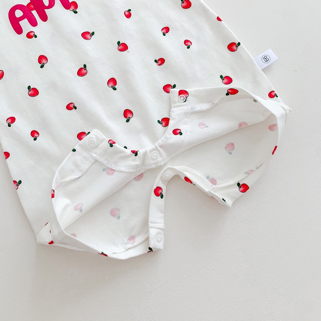 Bộ Áo Liền Quần Tay Ngắn Chất Liệu Cotton In Họa Tiết Hoạt Hình Phong Cách Hàn Quốc Dễ Thương Cho Bé Sơ Sinh