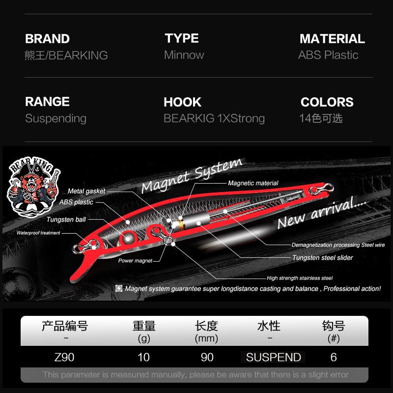 Bearking Mồi Giả Nhử Cá 9cm 10g Gắn Kèm Móc Câu