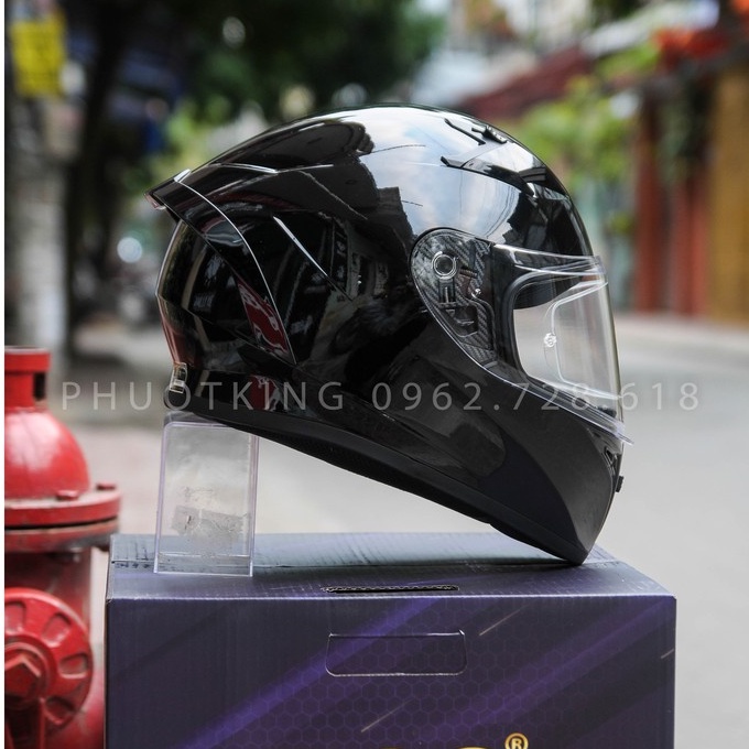 [TẶNG GĂNG] Mũ bảo hiểm fullface ROC 01 đen bóng ( tặng kèm sẵn Pinlock và túi đựng nón )