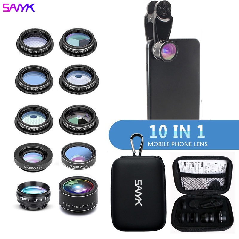 Bộ Lens Chụp Ảnh 10 Trong 1 Góc Rộng 2X Cho Điện Thoại Thông Minh