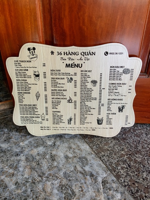 Menu gỗ độc lạ