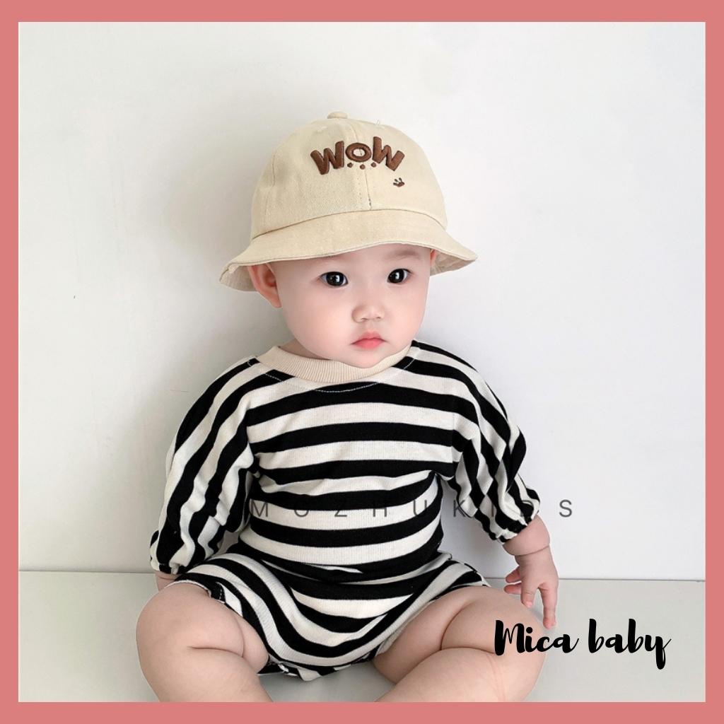 Mũ bucket tai bèo họa tiết chữ dễ thương cho bé MH134 Mica Baby