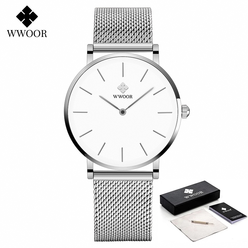 Đồng Hồ Quartz WWOOR Chất Liệu Thép Không Gỉ Xi Mạ Reloj Mujer-8840