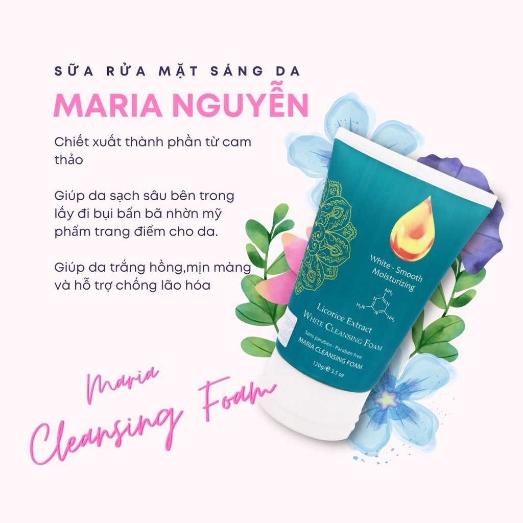 SỮA RỬA MẶT CAO CẤP SÁNG DA - HỖ TRỢ SE KHÍT LỖ CHÂN LÔNG MARIA NGUYỄN 120gram