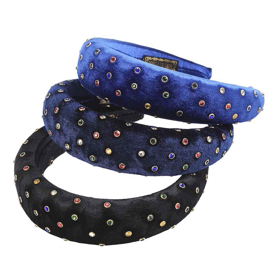 Băng Đô Cài Tóc Màu Trơn Đính Đá Lấp Lánh Phong Cách Hàn Quốc Cho Nữ