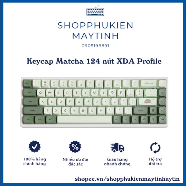 Keycap pbt xda matcha 9.5mm 124 phím, nút cho bàn phím cơ của PCMASTER