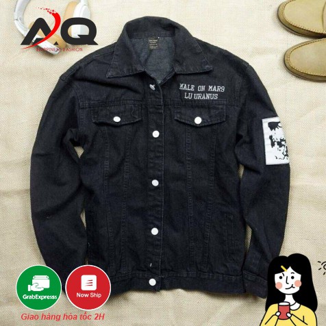 Áo Khoác Jean Nam Thêu Rin Nữ Hàng VNXK Cao Cấp FREESHIP Khoác Jeans Thêu AKJ14 Unisex- QSTORE