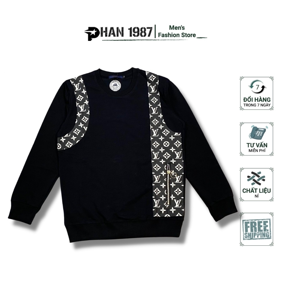 Áo nỉ thu đông 🔱𝐅𝐔𝐋𝐋 𝐒𝐈𝐙𝐄, 𝐇𝐀̀𝐍𝐆 𝐗𝐈̣𝐍🔱Áo nỉ dài tay LV vân monogram viền sườn AN028