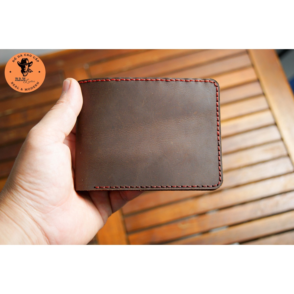 Ví nam Ram Simple da sáp ngựa màu nây đất - RAM Leather