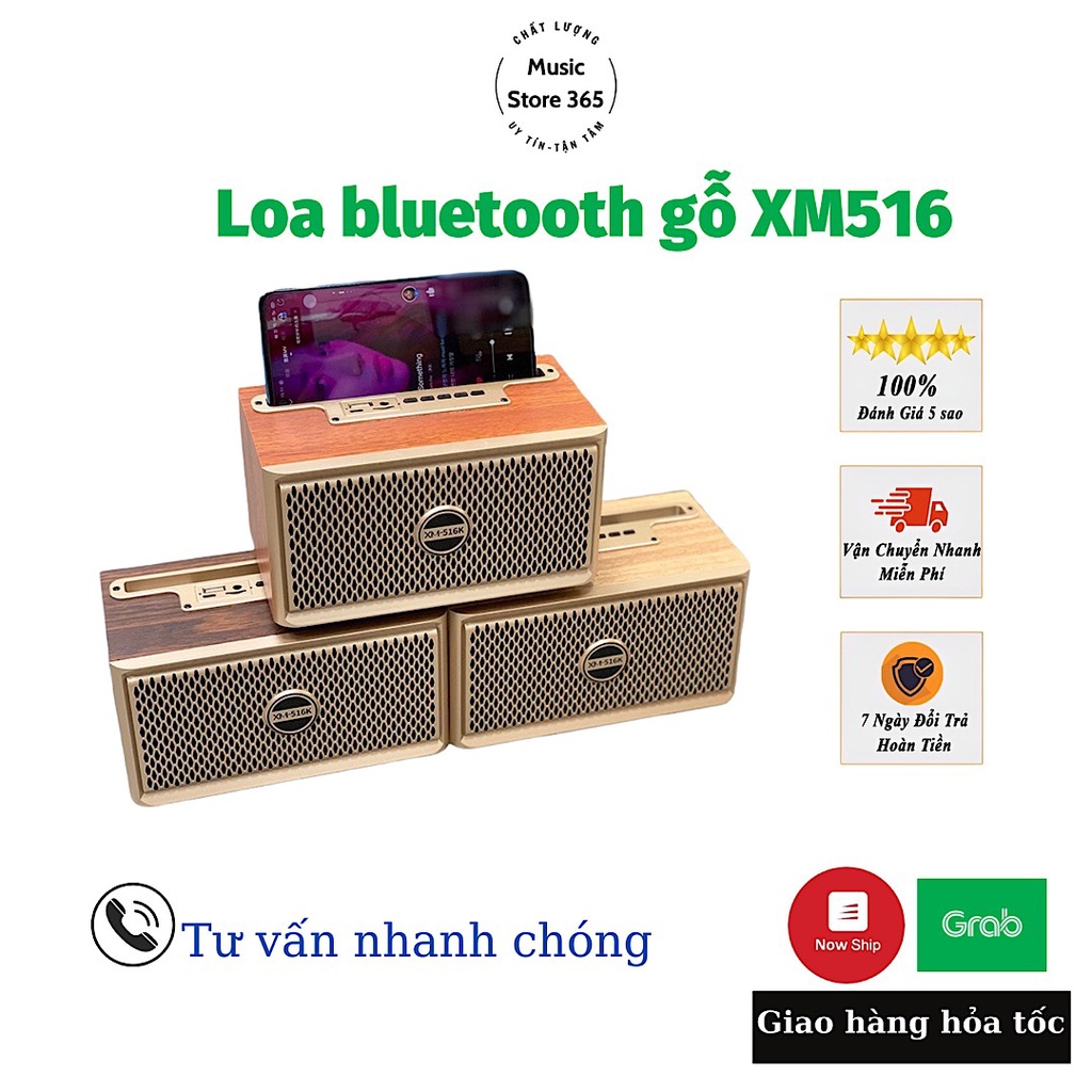 Loa Bluetooth XM-516k thùng gỗ bass hay , thiết kế sang trọng , có giá để điện thoại , âm thanh cực hay MUSIC STORE365
