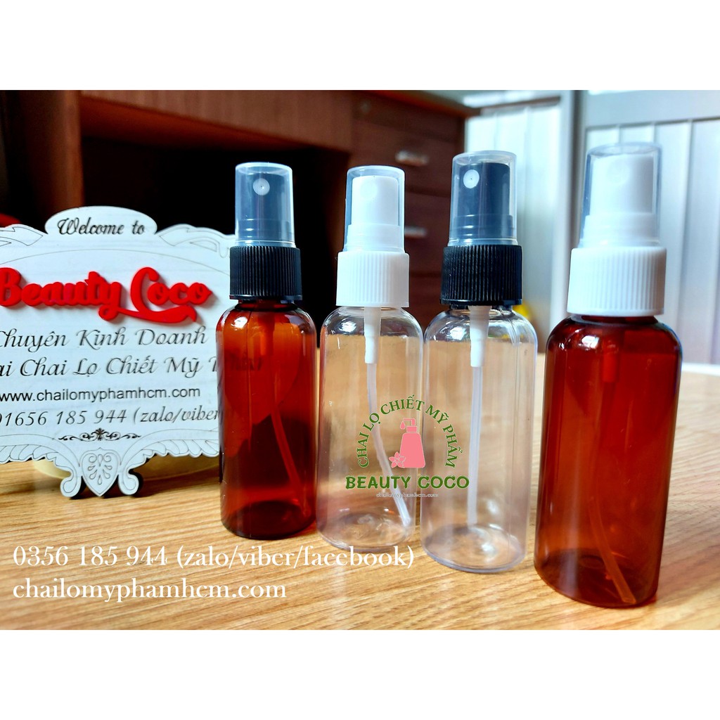 Chai xịt phun sương 50ml lọ nhựa chiết mỹ phẩm Đựng Nước Rửa Tay