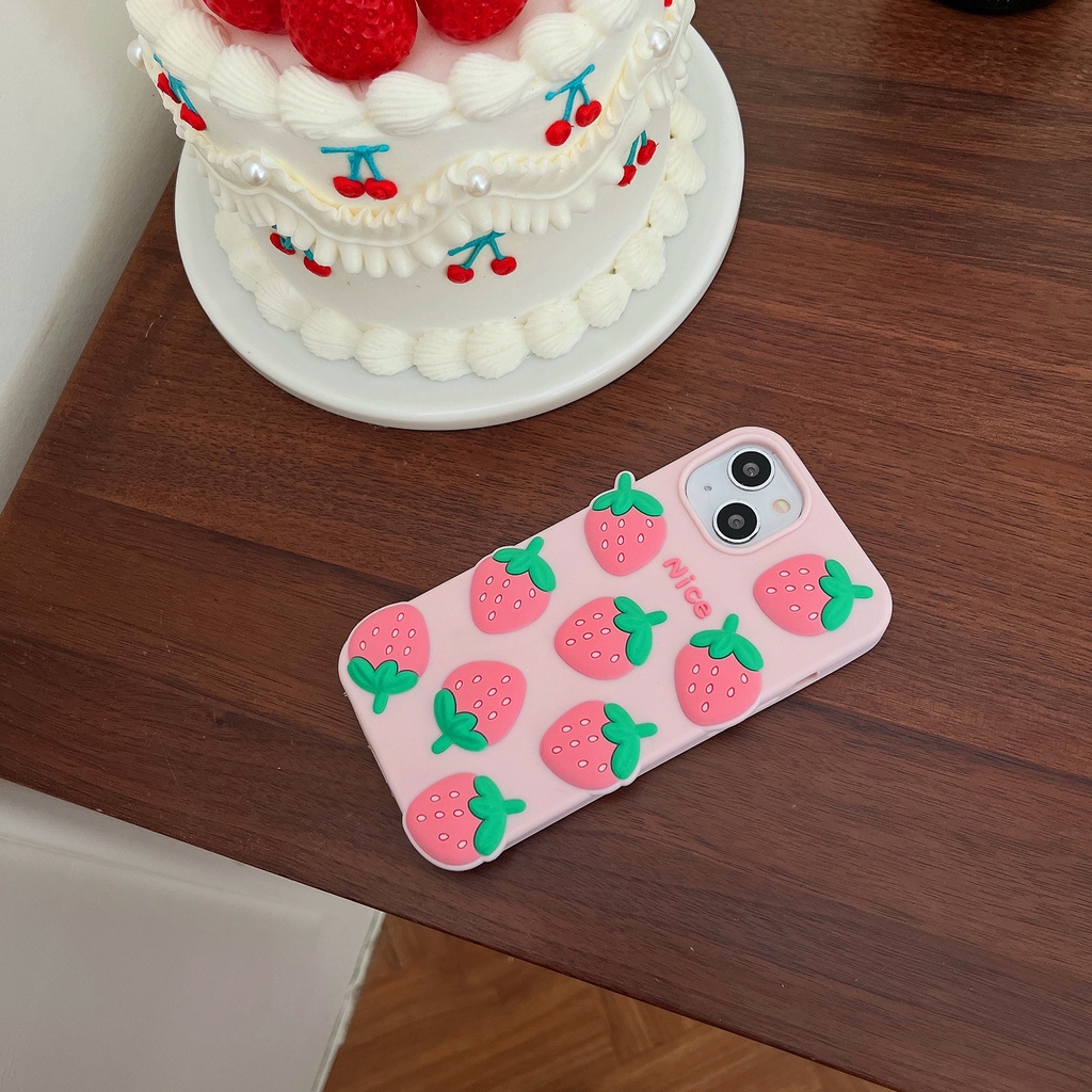 Ốp Điện Thoại Silicone Mềm Chống Sốc In Hình Dâu Tây Hoạt Hình Cho iPhone 13 12 11 Pro Max XR XS Max X 7 8Plus