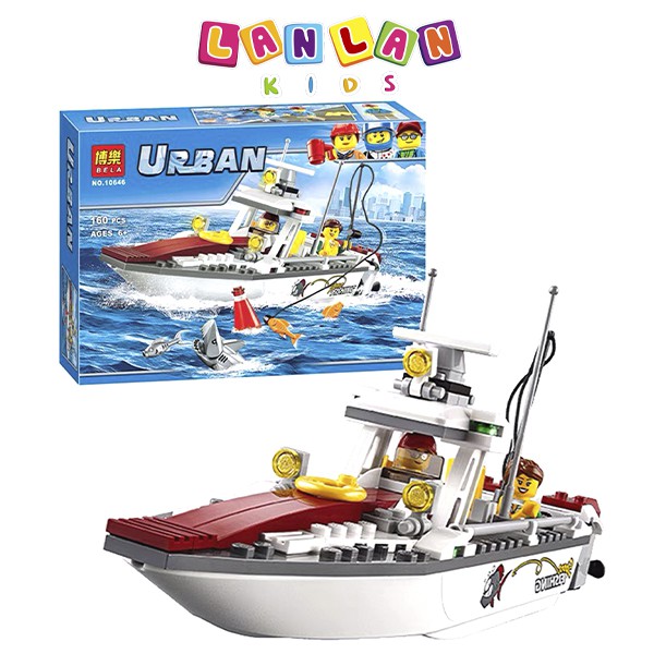 Bộ đồ chơi xếp hình Urban Bela 10646 City tàu thuyền câu cá 160 chi tiết cho bé - LANLANKIDS
