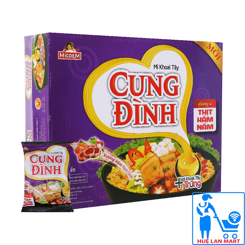 Mì Khoai Tây Cung Đình Hương Vị Thịt Hầm Nấm Thùng 30 Gói x 80g/gói