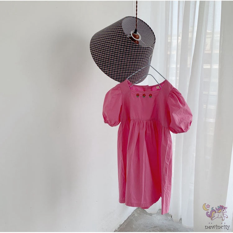 Đầm Công Chúa Tay Phồng Thêu Họa Tiết Thời Trang Hàn Quốc Cho Bé Gái