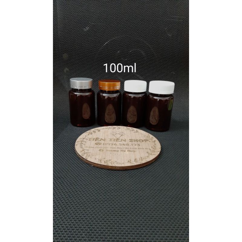 Chai nhựa dược nâu 100ml chọn màu nắp