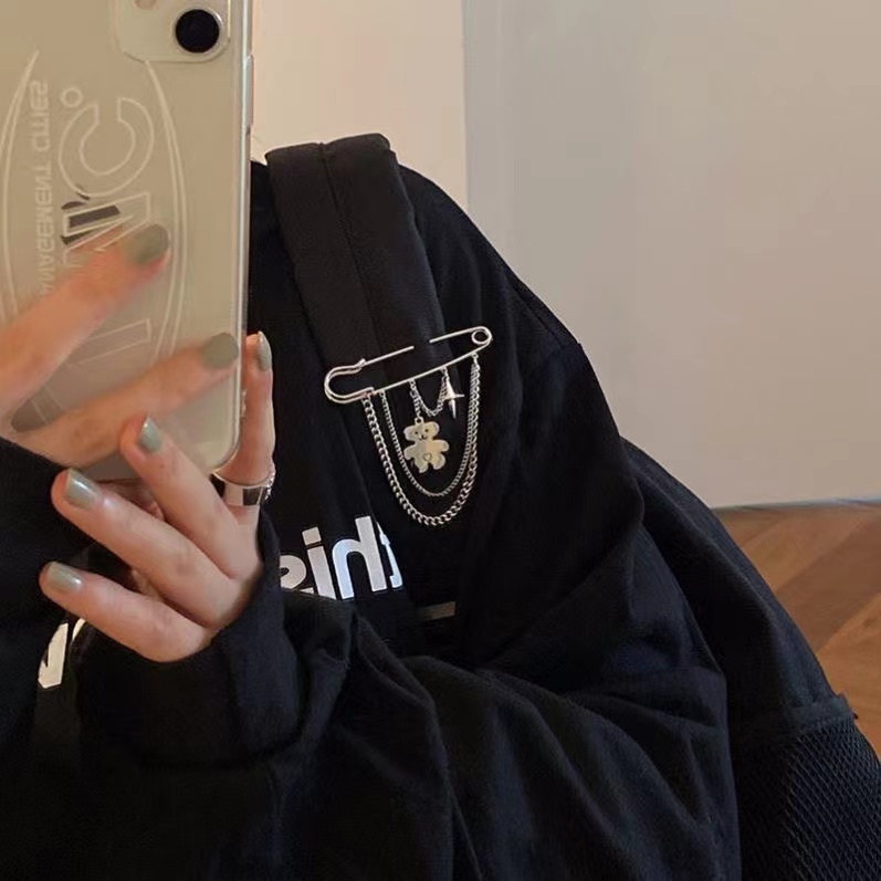 iF YOU Trâm Cài Áo Dạng Dây Xích Mặt Hình Gấu Thời Trang Thanh Lịch Cho Nữ