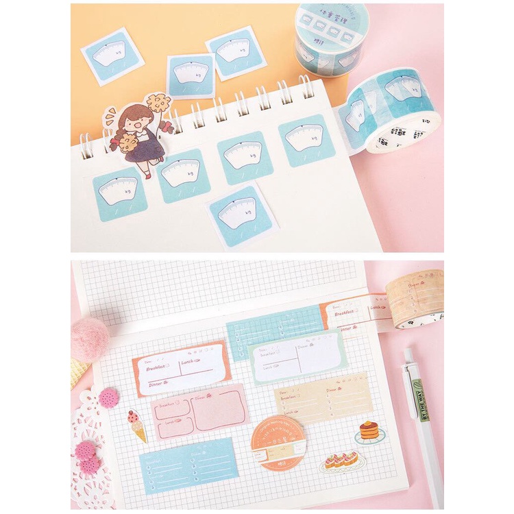 Băng dính trang trí, washi tape cuộn to nhiều chủ đề
