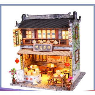 Mô hình nhà gỗ diy tiệm màn thầu trung hoa