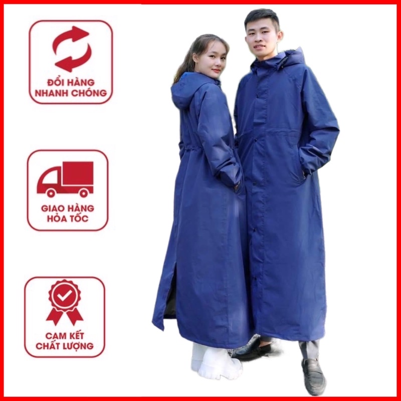 MT01 Áo mưa măng tô cho nam, nữ 2 lớp chống thấm nước tuyệt đối, thời trang cao cấp chống thấm, chống gió lạnh