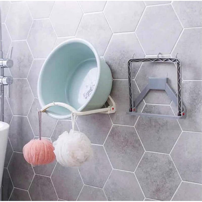 Giá treo chậu rửa dán tường có 3 móc tiện dụng 13.2x20.7x21.2,,,