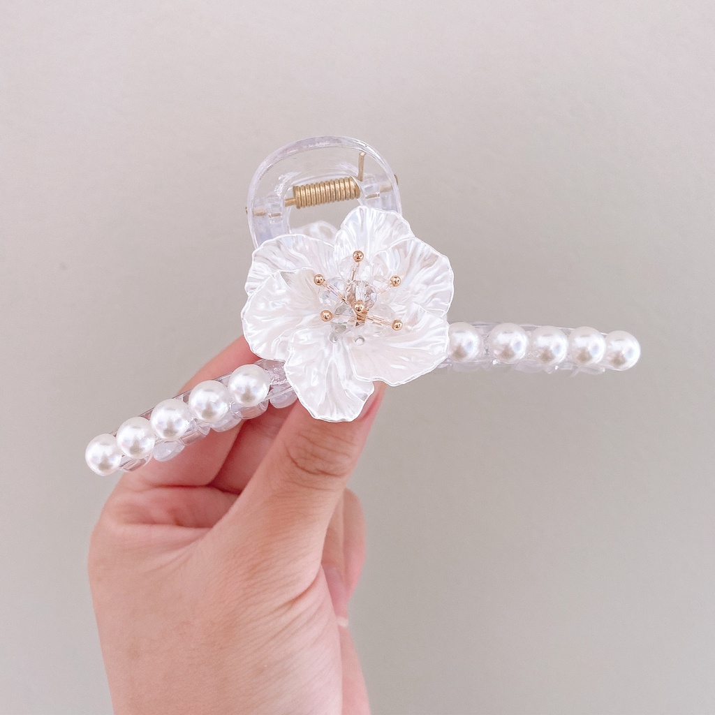 Kẹp Tóc Hình Bông Hoa Đính Ngọc Trai Giả Xinh Xắn Thời Trang 2022