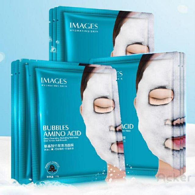 Mặt nạ giấy than sủi bọt thải độc amino acid dùng cái nhân,spa thẫm mỹ viện.