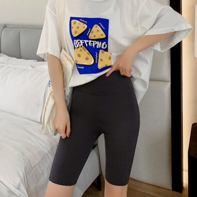 10mk Quần Short Legging Thể Thao Lưng Cao Giả Da Cá Mập Màu Trơn Thời Trang Mùa Hè Dành Cho Nữ