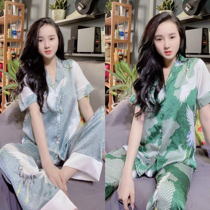 BỘ LỤA SATIN HẠC CỘC DÀI