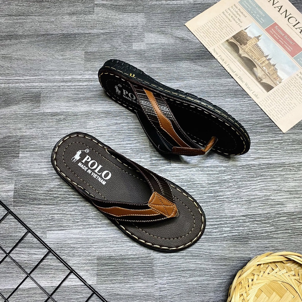 Dép da nam quai kẹp phối màu đơn giản thời trang đường may đẹp chắc chắn - TT422