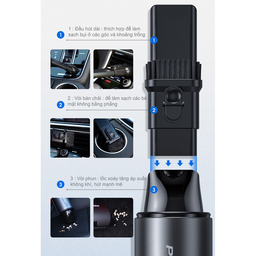 Máy hút bụi cầm tay Pisen Car Wireless Vacuum Cleaner - Hàng Chính Hãng