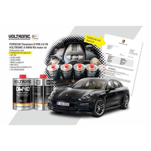 Nhớt Voltronic 0W-40 Porsche A40 Fully Synthetic Motor Oil 1 lít chamsocxestore