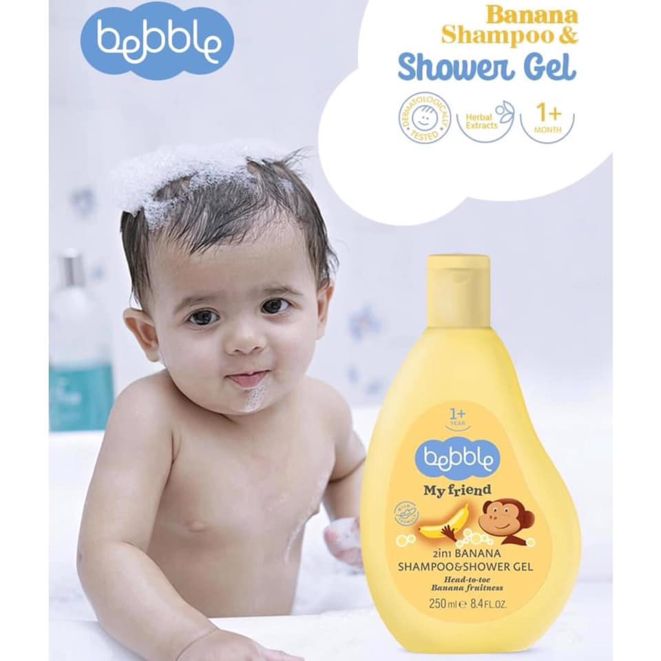 [Chính Hãng] Sữa tắm gội 2in1 Bebble cho bé trên 1 tuổi, chai 250ml( hương dâu, chuối)