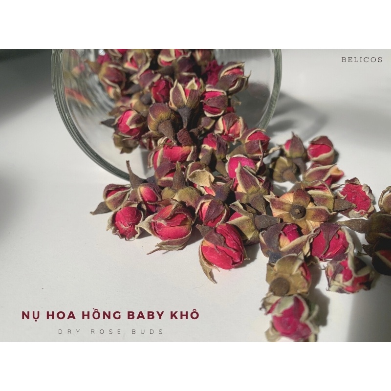 Nụ Hoa Hồng Khô 50G - Hoa hồng sấy khô Loại 1 - Nguyên Nụ Không Vụn Pha trà, trang trí