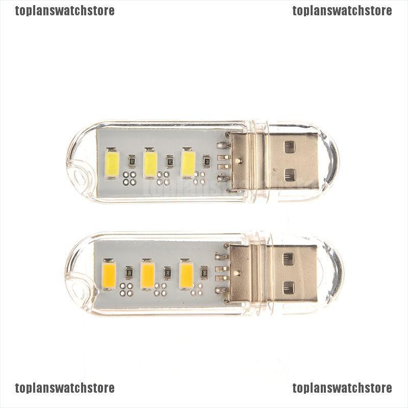 Đèn LED USB 3 bóng hình chữ U ánh sáng trắng nhỏ gọn tiện lợi