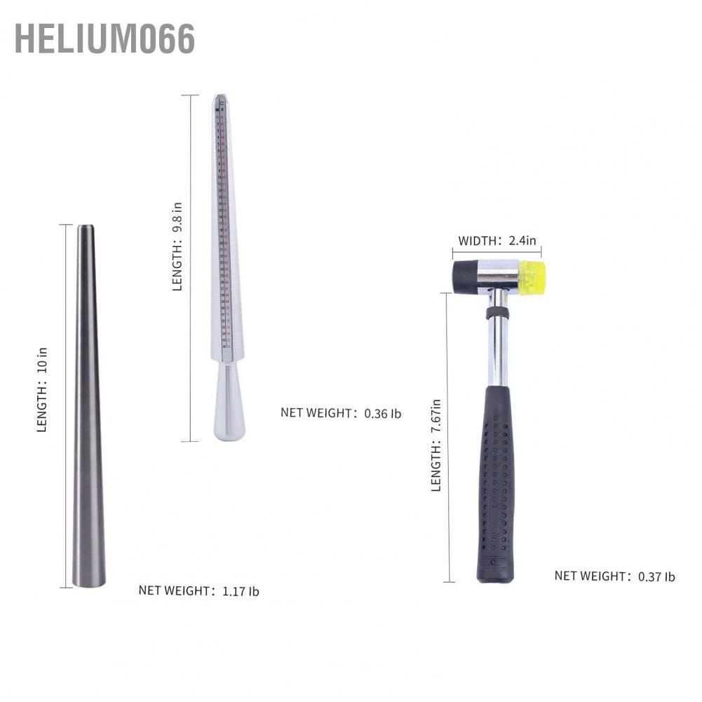 Nhẫn Mandrel Sizer ngón tay đo Đồng hồ cao su Búa gậy Bộ trang sức làm đồ Bộ dụng cụ làm đồ trang sức Helium066