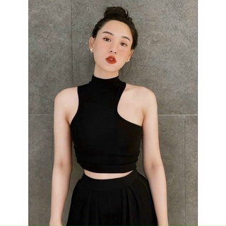 Áo croptop ba lổ cổ lọ 3p sát nách kiểu khoét lệch lạ xinh ôm dáng LY27