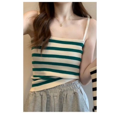 Áo 2 Dây Nữ - Croptop Thun Len Kẻ Ngang siêu đẹp