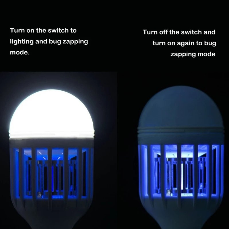 Bóng chân xoáy E27 2 chế độ sáng và bắt muỗi  lợi ích gấp 3
