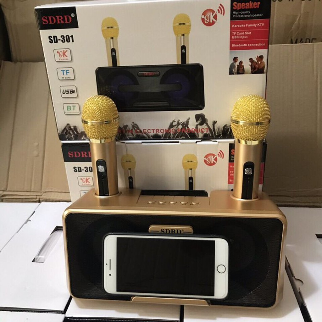 [Mã 11ELSALE hoàn 7% đơn 300K] Loa Karaoke Bluetooth SDRD - SD301 KÈM 2 MIC