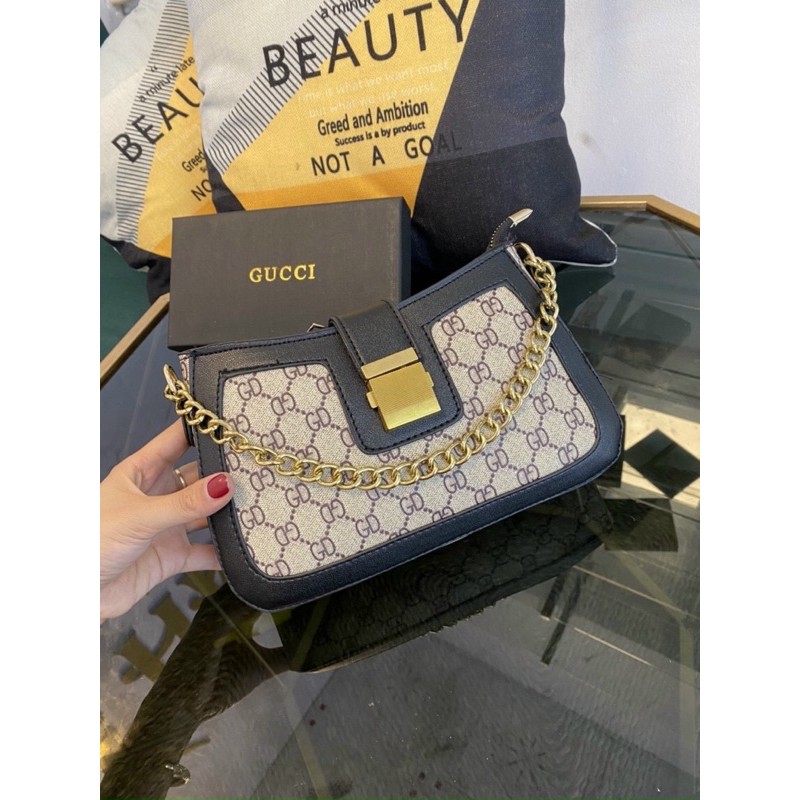 Túi xách  kẹp Nách in hoạ tiết CD khoá vuông mẫu mới❣️FREESHIP❣️