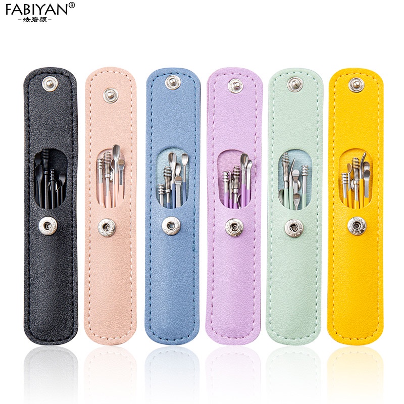 Set 6 dụng cụ lấy ráy tai FABIYAN bằng thép không gỉ kèm túi đựng tiện lợi