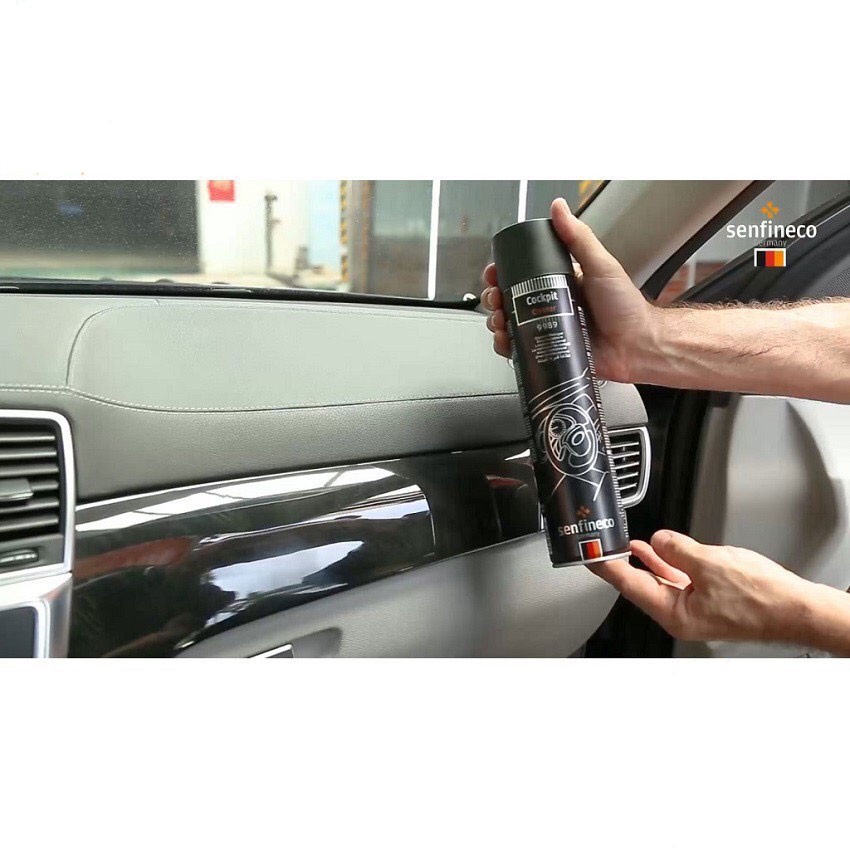 Chai Vệ Sinh Và Bảo Dưỡng Làm Đen Taplo, Nội Thất Ô Tô Senfineco Cockpit Cleaner 9989 - 650ml Tặng Khăn