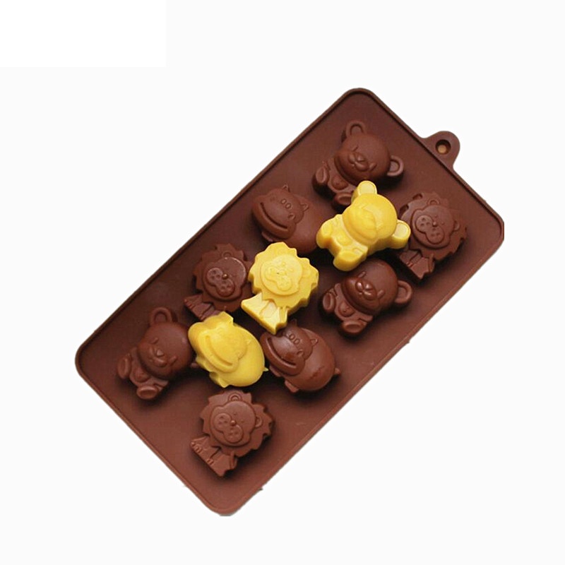 Khuôn silicon làm bánh xà phòng/ nến hình động vật hoạt hình có 8 ngăn tiện dụng