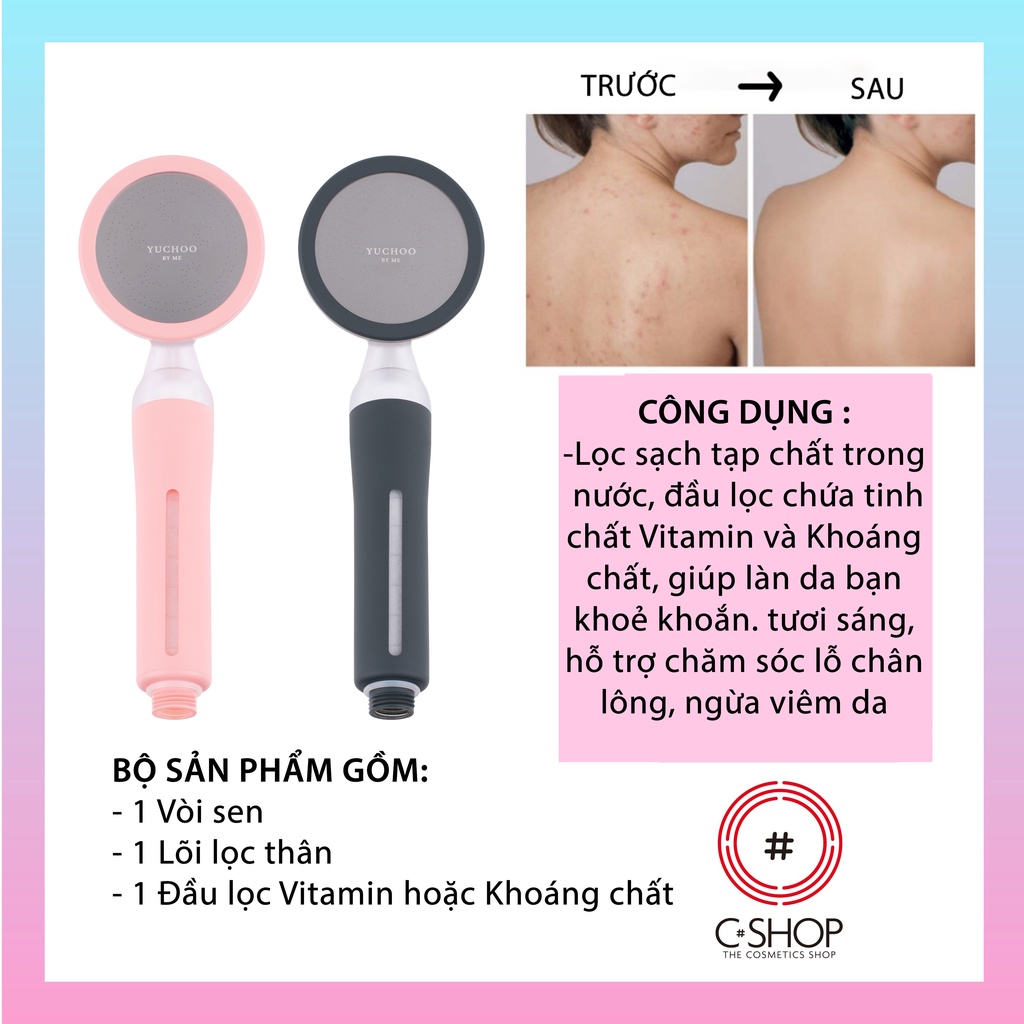 Bộ Vòi Sen Lọc Tạp Chất Cung Cấp Vitamin, Khoáng Chất YUCHOO BY ME 3 IN 1 Double Filter Shower Head
