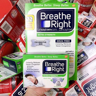 Miếng dán mũi chống gáy khi ngủ breathe right 72 miếng dành cho da nhạy cảm