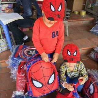 set balo người nhện(balo+mũ+hộp bút)