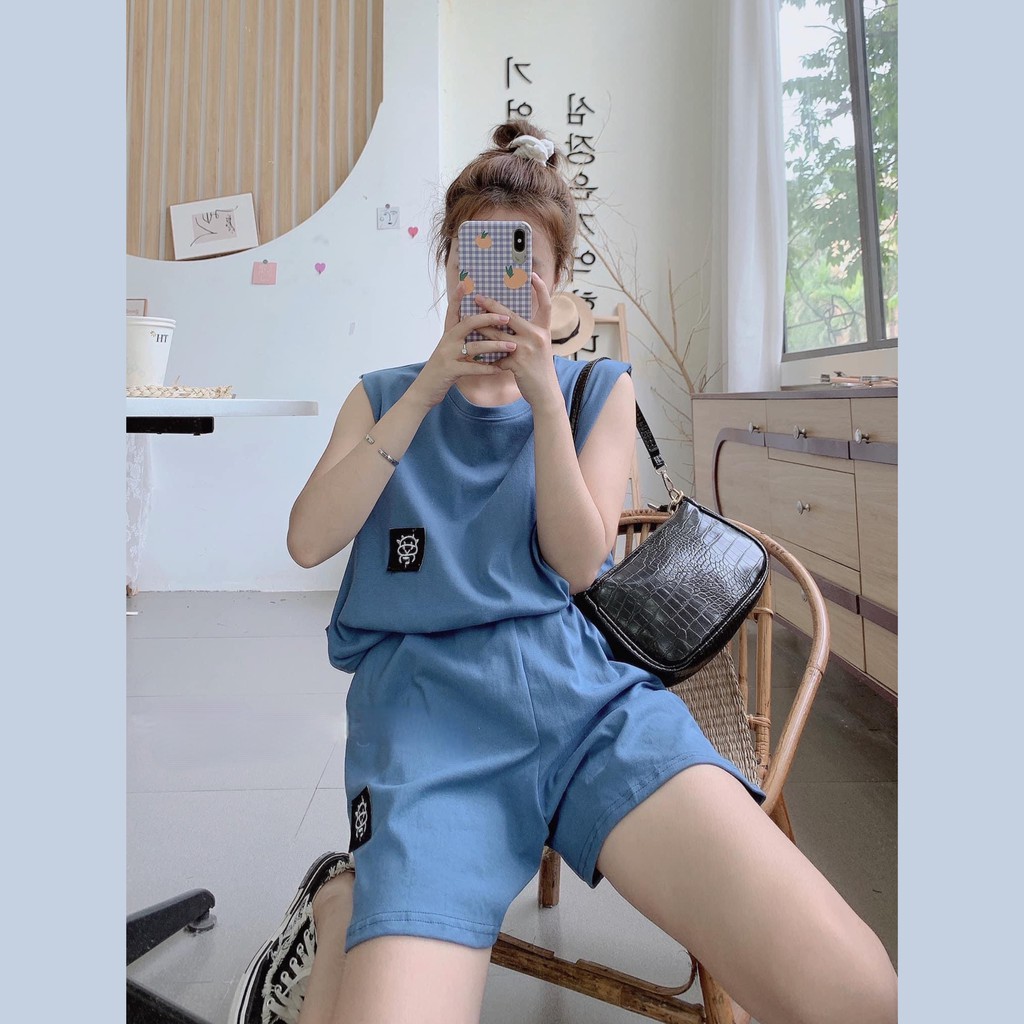 Tanktop Nữ/Sét Bộ Tanktop Logo Trâu Siêu Kute Có Quây Ngực Hàng Quảng Châu M820