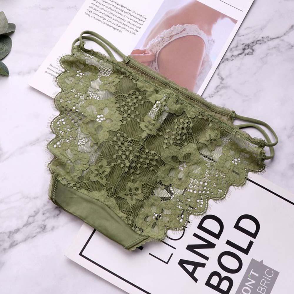 Quần Lót Cotton Lưng Thấp Phối Ren Lưới Thoáng Khí Không Đường May Màu Sắc Đơn Giản