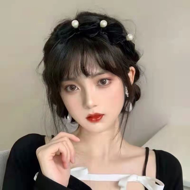 Băng đô đính nơ và ngọc trai giả phong cách Hàn Quốc